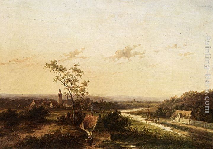Jan Evert Morel An Extensive Summer Landscape With A Town In The Background